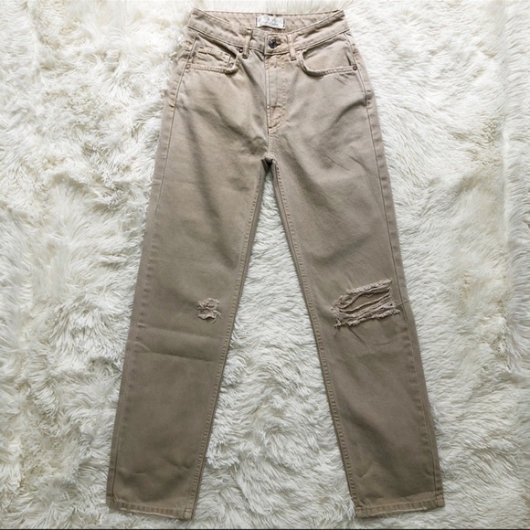 Free People Dakota Straight Leg Jeans Khaki Size 24 NWOT - Picture 1 of 12